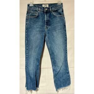 WE THE FREE by Free People sz 25 button fly cropped ankle cut off frayed jeans